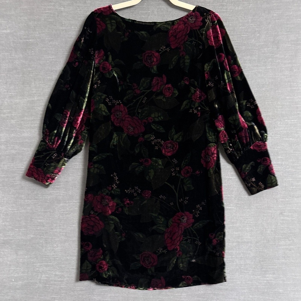 Ann Taylor Dress 2 Red‎ Floral Velvet Preppy Cocktail Fairy Grunge Whimsigoth